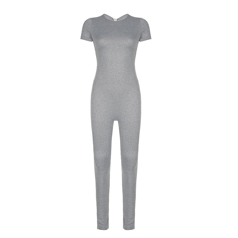 Damen figurbetonter Jumpsuit mit elegantem Reißverschluss und schmalem Bein Echo Archiv