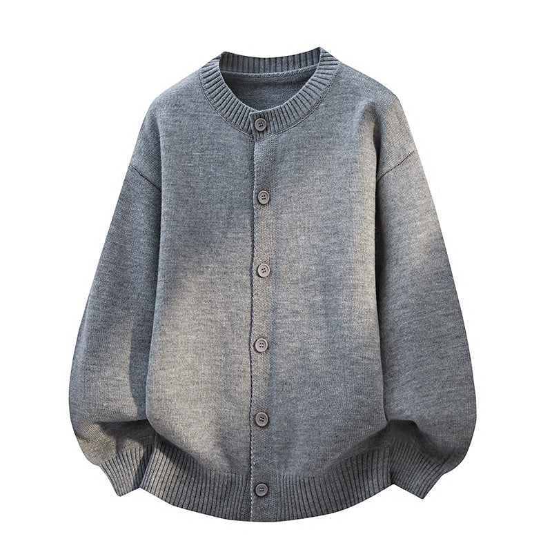 Unisex Oversize Strickcardigan mit Rundhalsausschnitt, Ballonärmeln & durchgehender Knopfleiste Echoarchiv