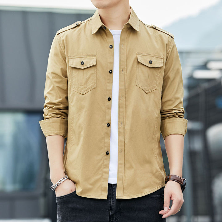 Herren Lässige Hemdjacke im Military‑Look mit Epauletten und Brustpattentaschen – Taviero