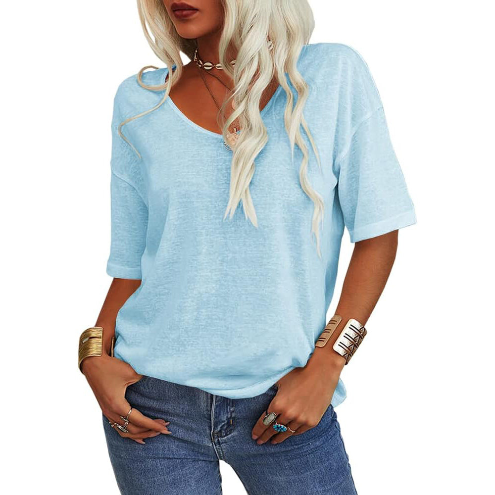 Damen lässiges Oversize-Shirt mit V-Ausschnitt und strukturiertem Muster Echo Archiv