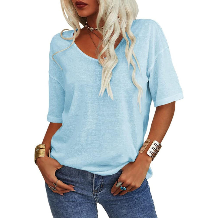 Damen lässiges Oversize-Shirt mit V-Ausschnitt und strukturiertem Muster Echo Archiv