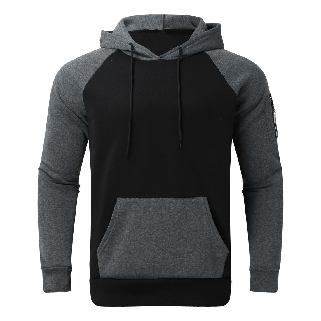 Herren Raglan-Kapuzenpullover aus Baumwollmix mit Kängurutasche, Ärmeltasche und Kapuzenkordel – Cavarno