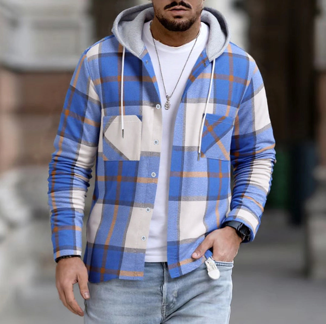 Herren Freizeitjacke mit Kapuze und Karomuster Echoarchiv