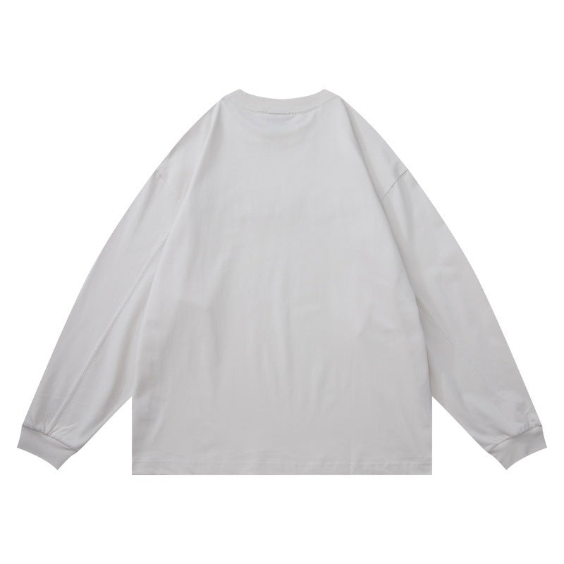 Unisex Oversize-Langarmshirt mit Chenille-Logo und Rundhalsausschnitt Echoarchiv