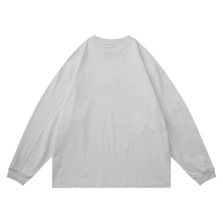 Unisex Oversize-Langarmshirt mit Chenille-Logo und Rundhalsausschnitt Echoarchiv