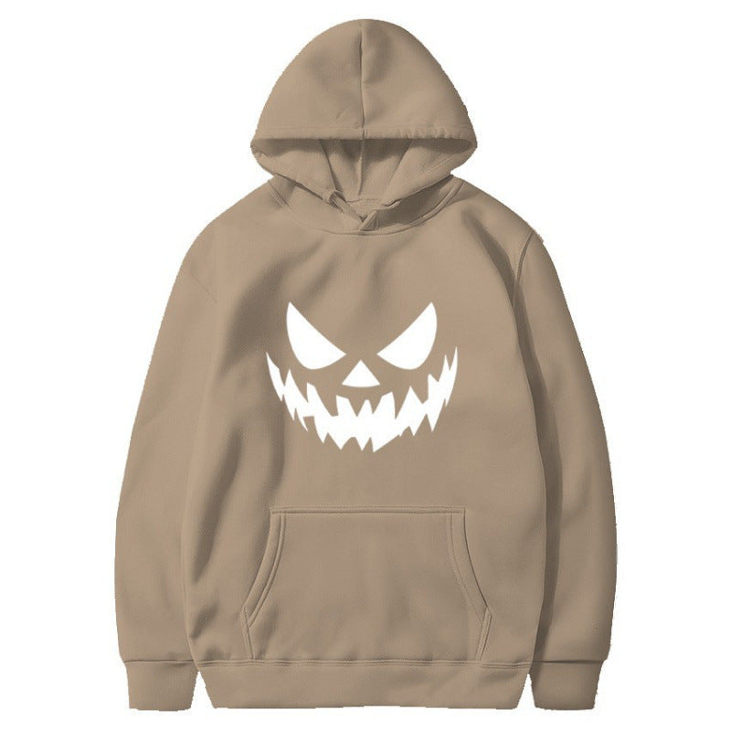 Unisex nan Kapuzenpullover mit gruseligem Kürbisgesicht-Print und Oversize Kängurutasche Echo Archiv