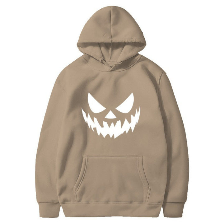 Unisex nan Kapuzenpullover mit gruseligem Kürbisgesicht-Print und Oversize Kängurutasche Echo Archiv