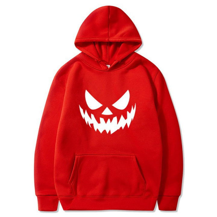 Unisex nan Kapuzenpullover mit gruseligem Kürbisgesicht-Print und Oversize Kängurutasche Echo Archiv