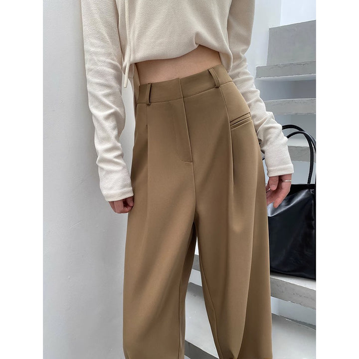 Damen Hochtaillierte Tailored-Hose mit weitem Bein, Bundfalten und Ziertasche Echo Archiv
