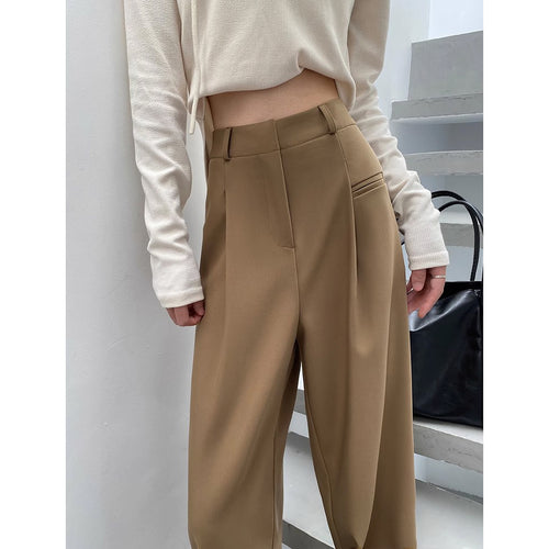 Damen Hochtaillierte Tailored-Hose mit weitem Bein, Bundfalten und Ziertasche Echo Archiv
