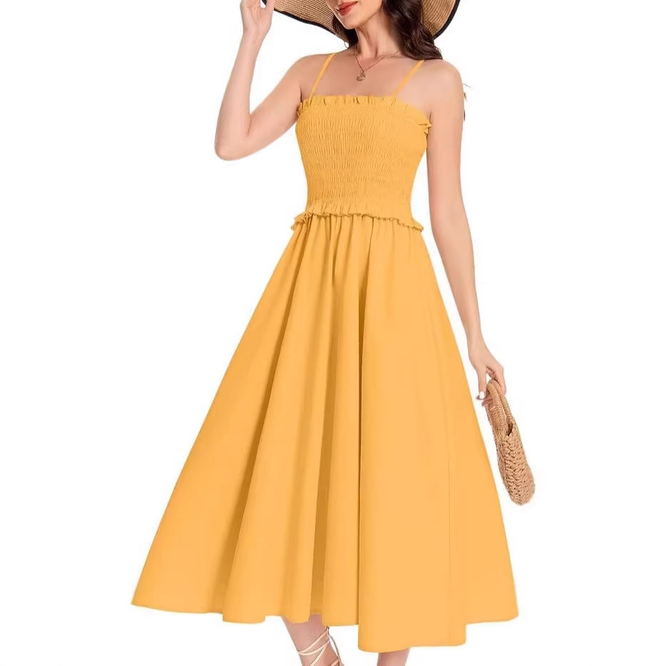 Damen Midi-Kleid mit elastischem Oberteil und weiten Rock Echo Archiv