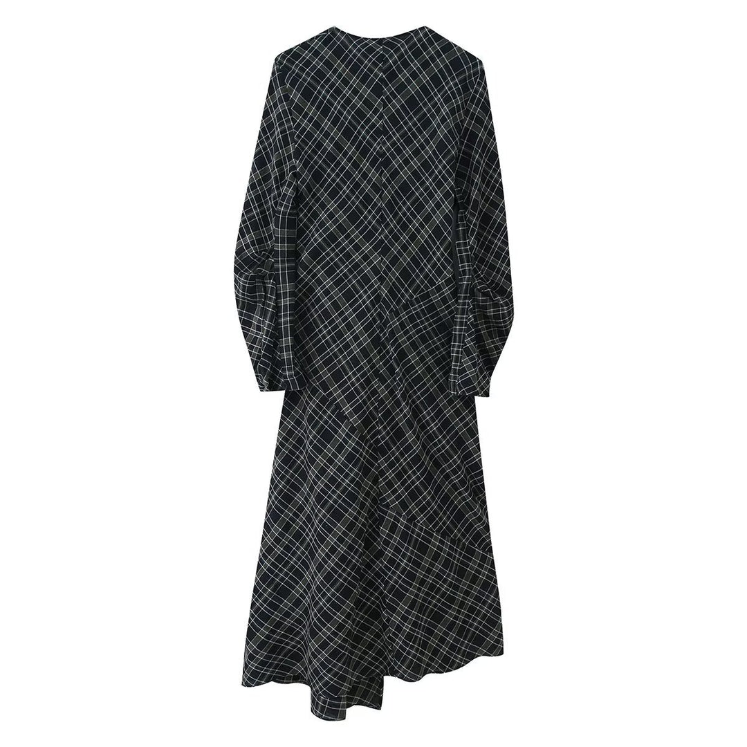Damen Midikleid mit Wickoptik, seitlicher Raffung und asymmetrischem Saum Echoarchiv