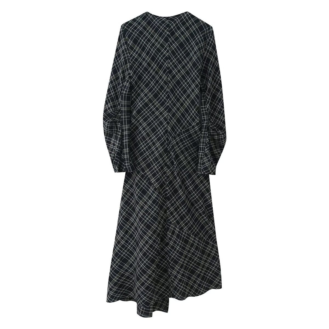 Damen Midikleid mit Wickoptik, seitlicher Raffung und asymmetrischem Saum Echoarchiv