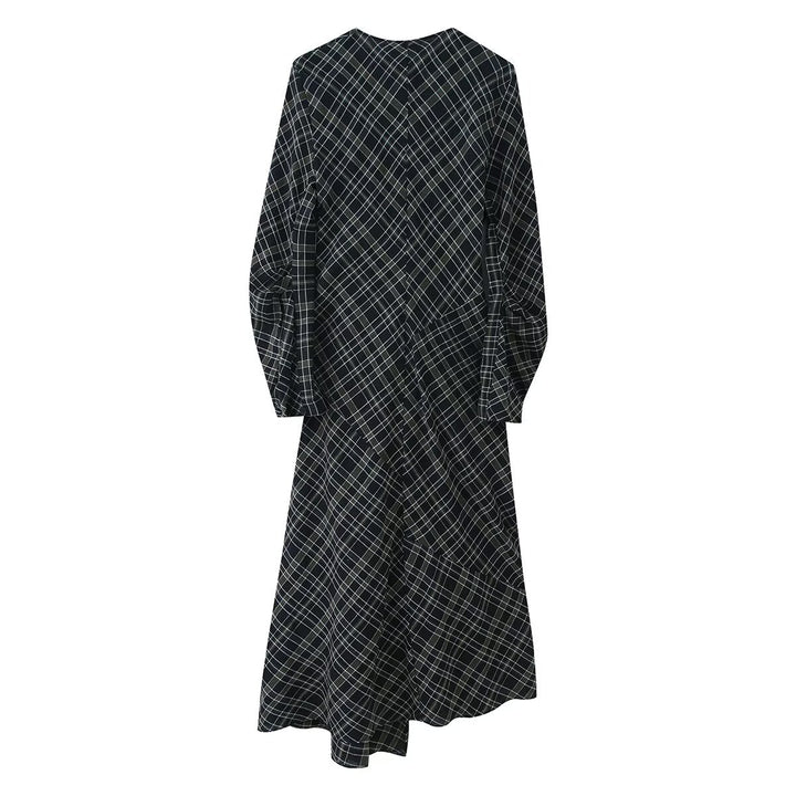 Damen Midikleid mit Wickoptik, seitlicher Raffung und asymmetrischem Saum Echoarchiv