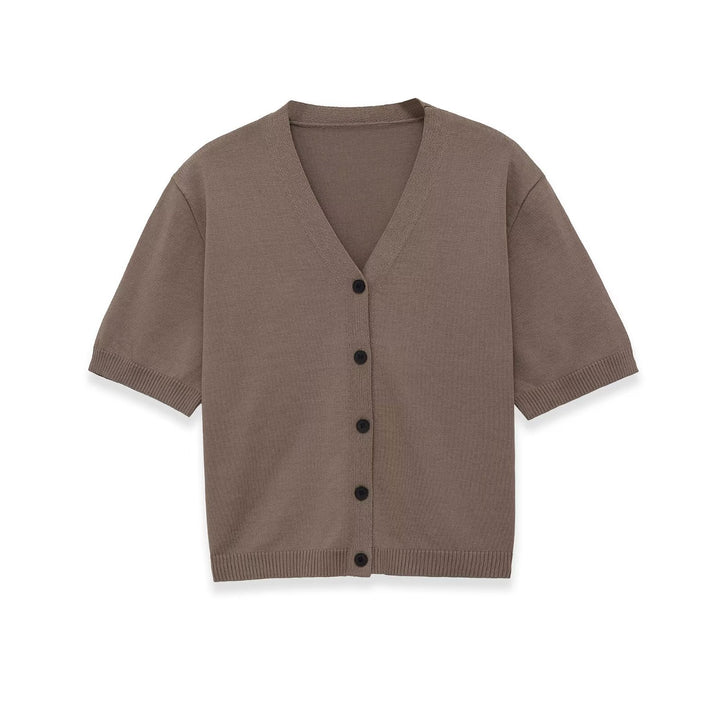 Damen Strickjacke mit V-Ausschnitt und kurzen Ärmeln Echo Archiv