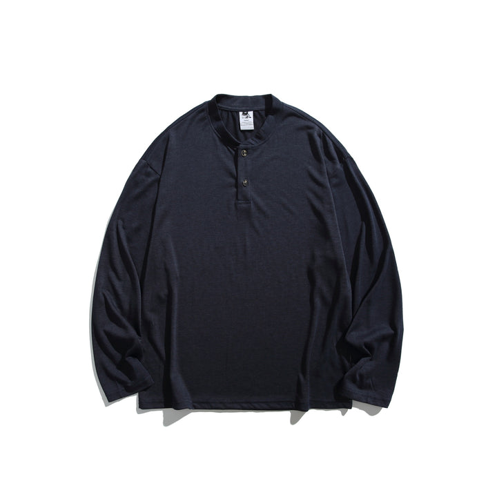 Unisex Langärmeliges Henleyshirt mit kurzer Knopfleiste und relaxed Fit Echoarchiv