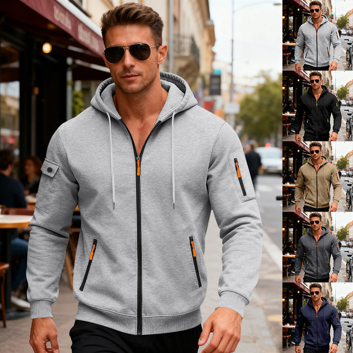 Herren funktionale Kapuzenjacke mit innovativem Reißverschluss Echoarchiv