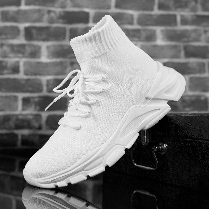 Damen Strick‑Sockensneaker mit hohem Schaft, gepolsterter Plateau‑Laufsohle und elastischem Schnürsystem Echoarchiv