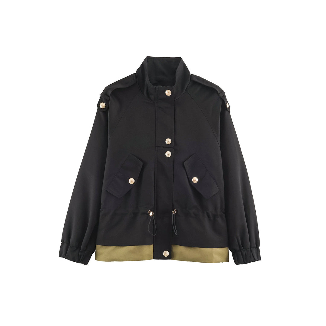 Damen leichte Utility-Jacke mit Tunnelzug-Taillenraffung, Stehkragen und Pattentaschen Echo Archiv
