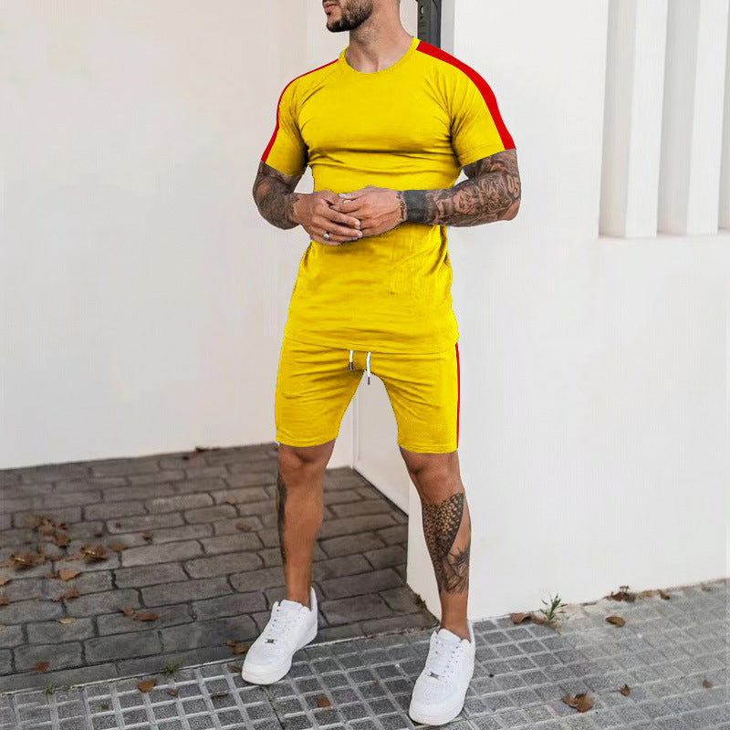 Herren Sportliches Kurzarm-Set mit seitlichem Kontraststreifen Echoarchiv