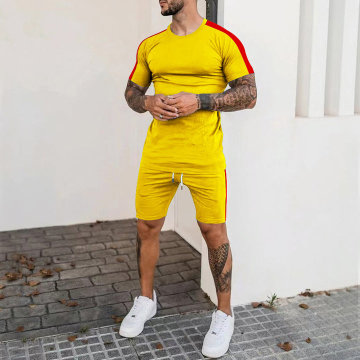 Herren Sportliches Kurzarm-Set mit seitlichem Kontraststreifen Echoarchiv