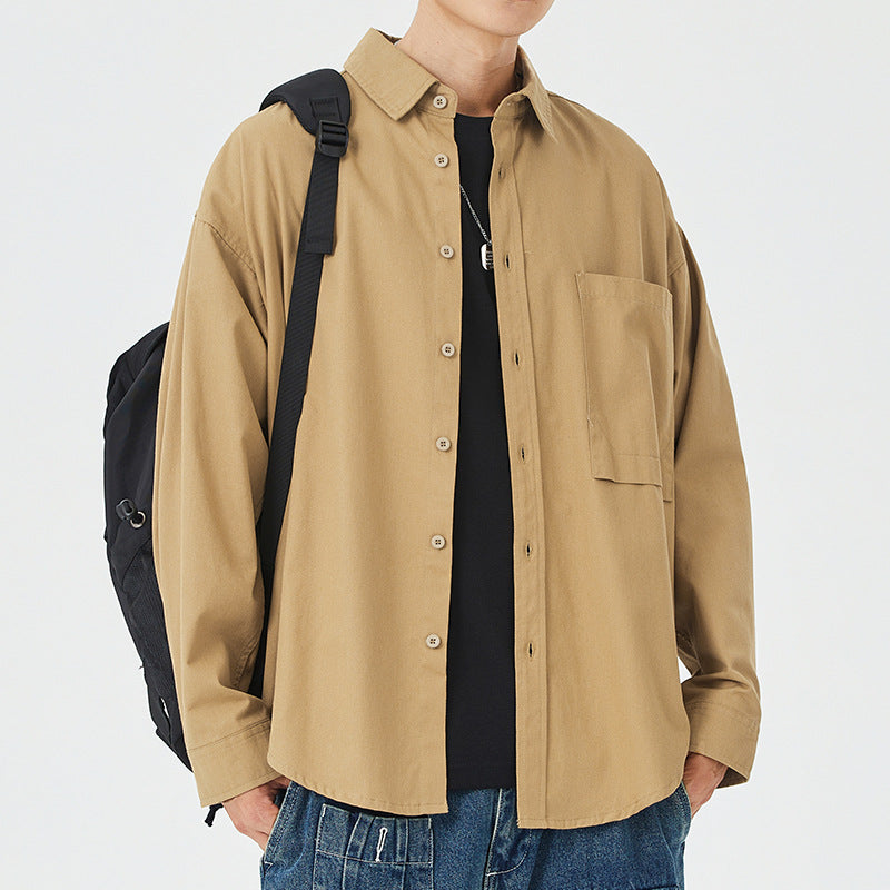 Herren lässige Baumwollhemdjacke mit aufgesetzter Brusttasche Echoarchiv