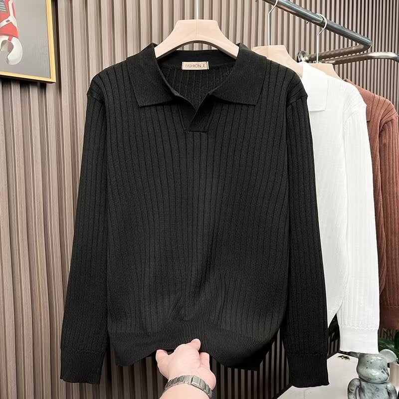 Herren Elegantes Strickpolo mit strukturiertem Design Echo Archiv