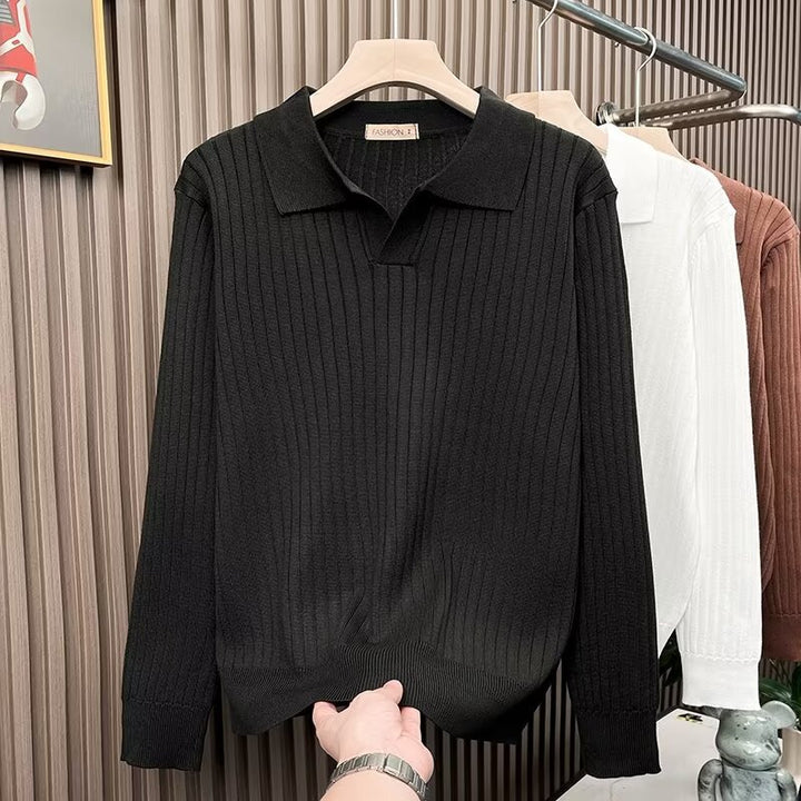 Herren Elegantes Strickpolo mit strukturiertem Design Echo Archiv