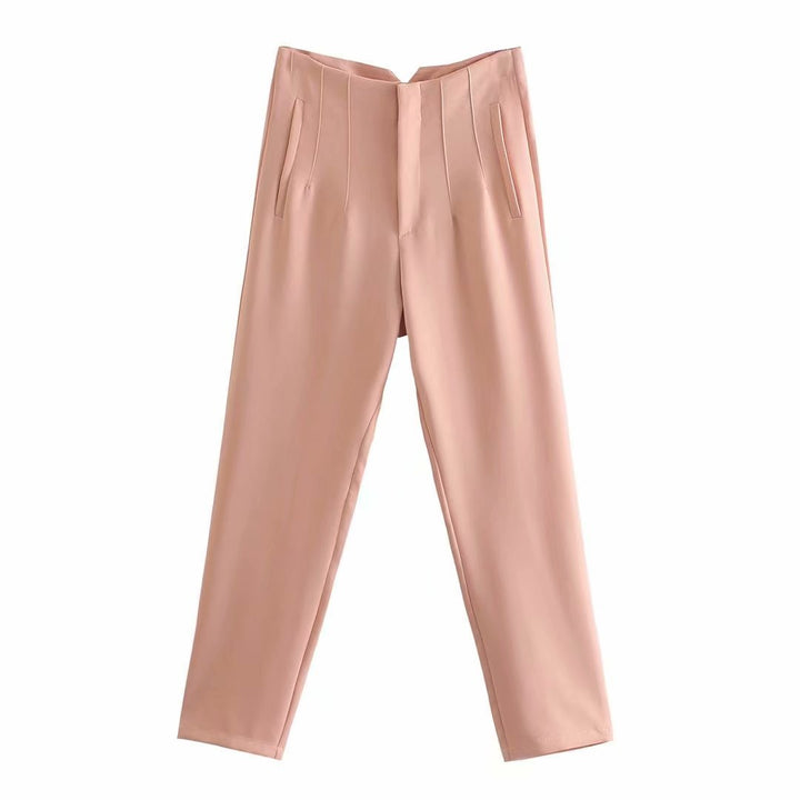 Damen Hochtaillierte tapered Anzughose mit Bügelfalte und Paspeltaschen Echo Archiv