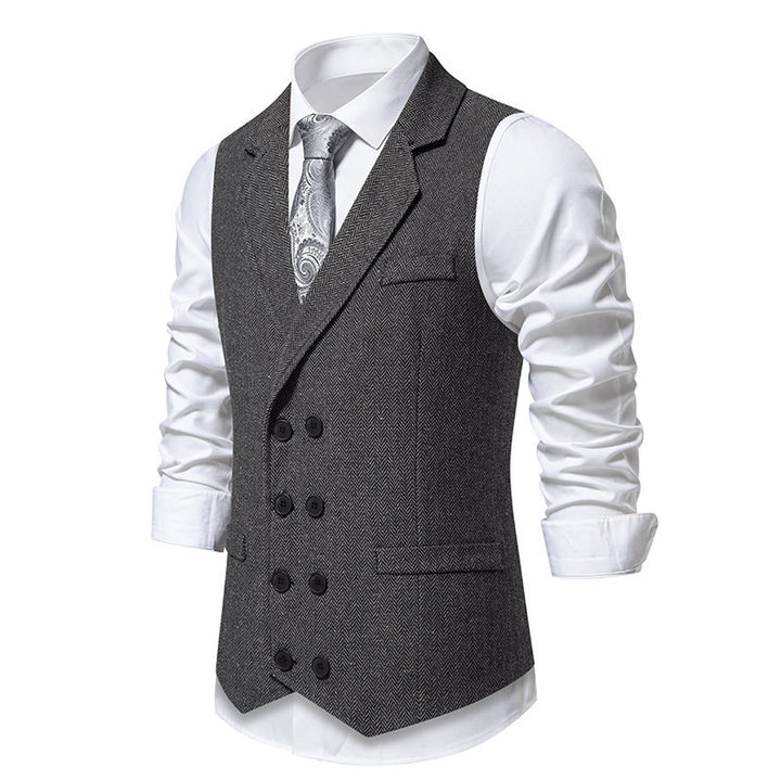 Herren elegante Herringbone-Weste mit doppelter Knopfleiste Echoarchiv