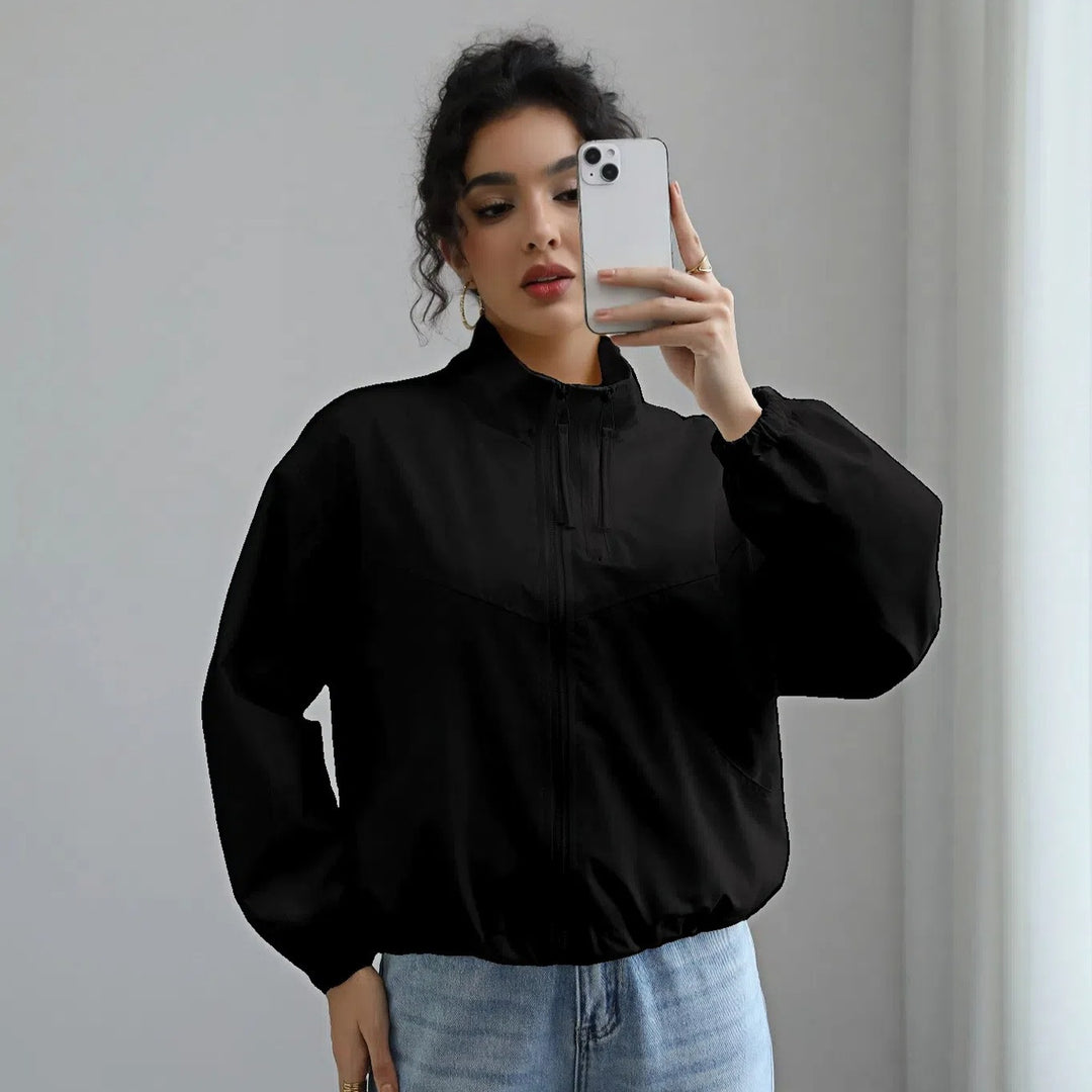 Damen Lässige Oversize-Blousonjacke mit Ballonärmeln Echoarchiv