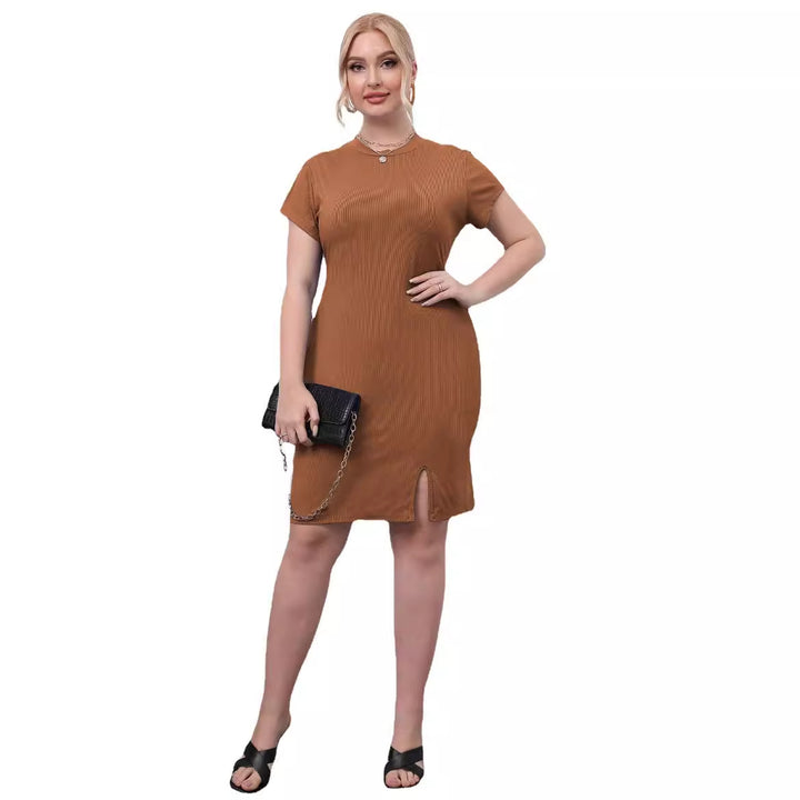 Damen elegantes Kurzarm-Kleid mit seitlichem Schlitz Echo Archiv