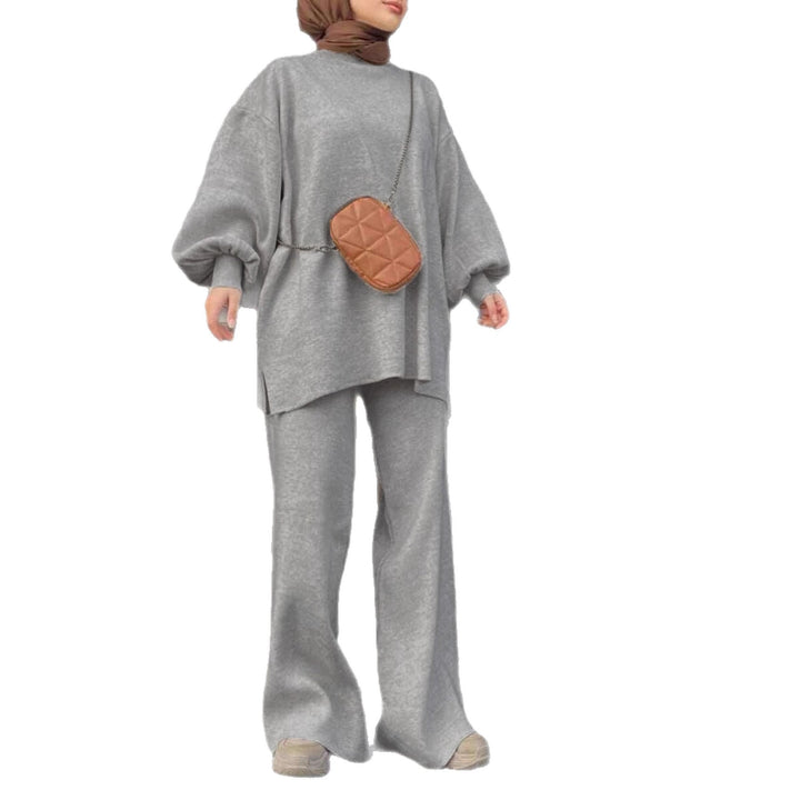 Damen Oversize-Strickset mit Ballonärmeln & weitem Palazzo-Hosenbein Echoarchiv