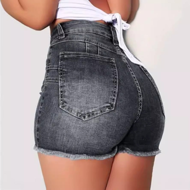 Damen hoch taillierte Denim-Shorts im modernen Vintage-Stil Echo Archiv