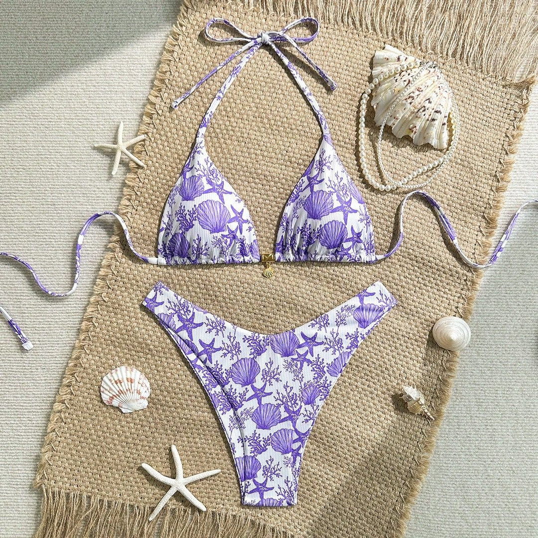 Damen Triangel-Bikini mit maritimem Korallenmuster Echo Archiv