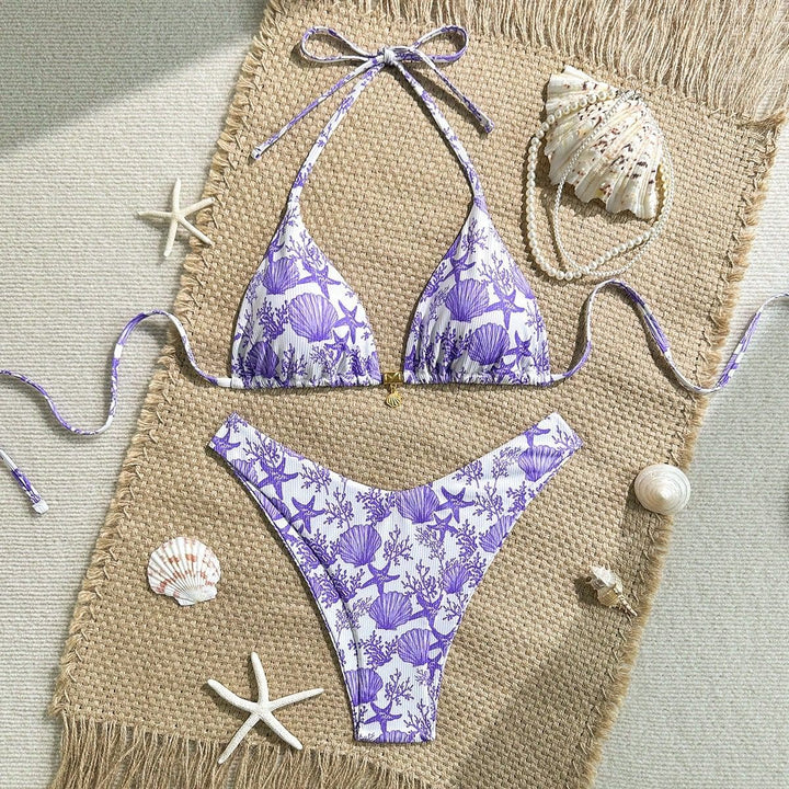Damen Triangel-Bikini mit maritimem Korallenmuster Echo Archiv