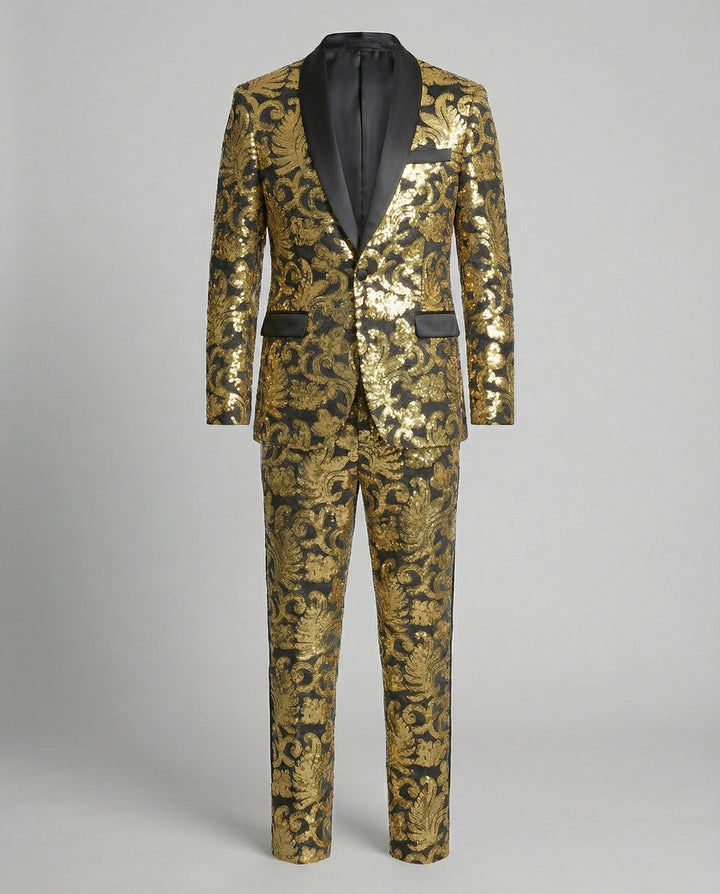 Herren glamouröses Pailletten-Anzugset Echoarchiv