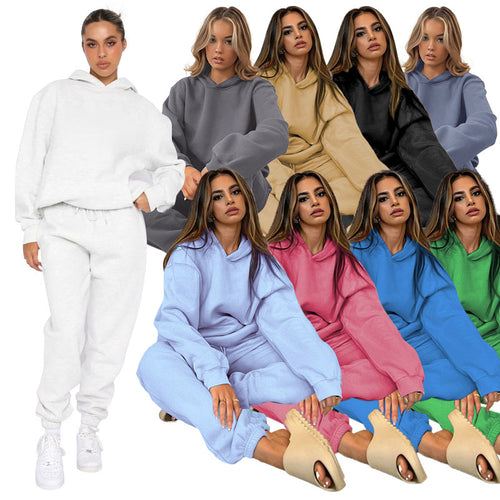 Damen nan lässiges Oversize-Kapuzenloungewear-Set mit fleecegefüttertem Hoodie und hochgeschnittener Jogginghose Echo Archiv