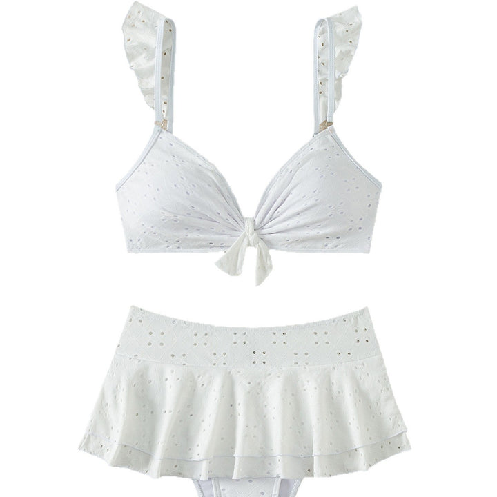 Damen Oberteil-Bikini mit Rüschendetails und knopfverzierter Schleife Echo Archiv