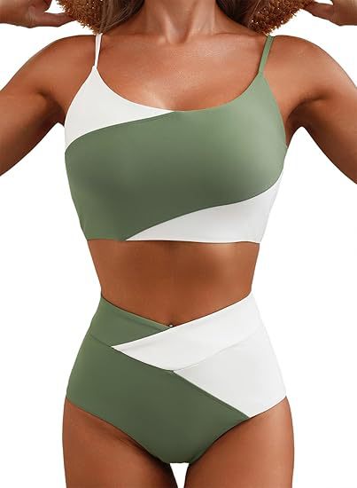 Damen Hoch tailliertes Bikini-Oberteil mit asymmetrischem Design Echo Archiv