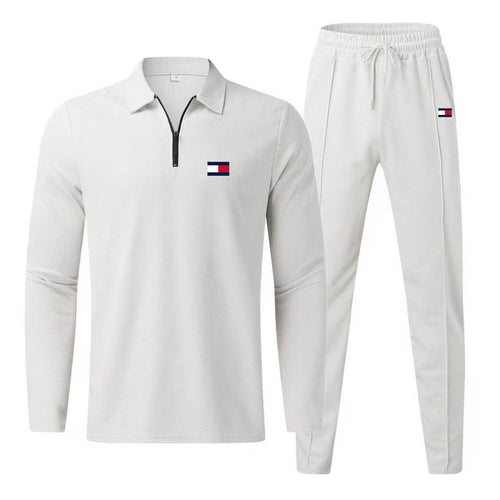 Herren sportliches Funktionsset mit modernem Kragen und elastischem Bund Echoarchiv