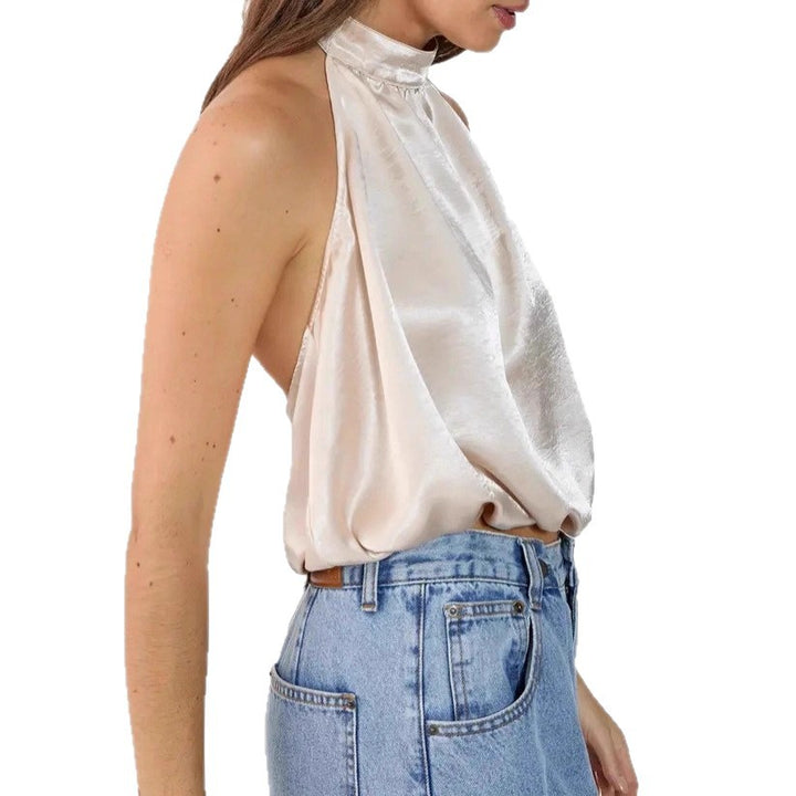 Damen Satin-Haltertop mit gerafftem Ausschnitt Echo Archiv