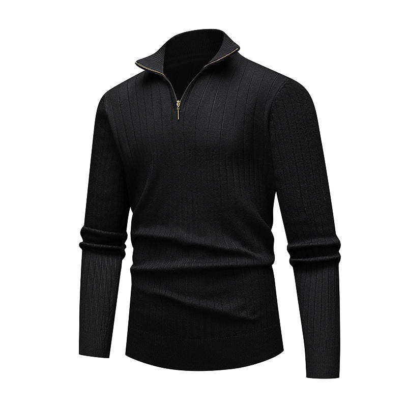 Herren hochwertiger Strickpullover mit modernem Stehkragen und Reißverschluss Echoarchiv