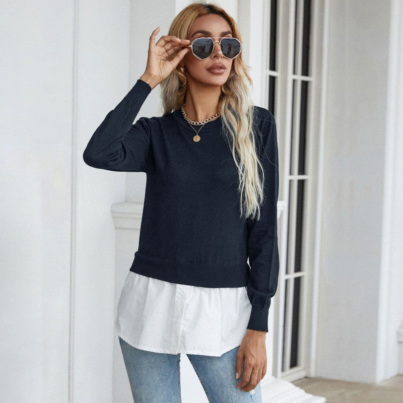 Damen Eleganter Lässiger Pullover mit Hemdunterteil Echo Archiv