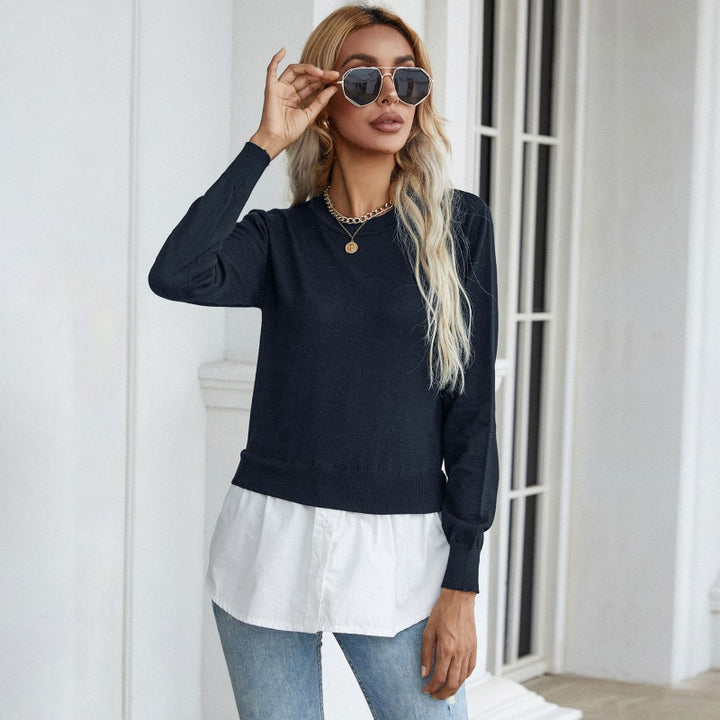 Damen Eleganter Lässiger Pullover mit Hemdunterteil Echo Archiv