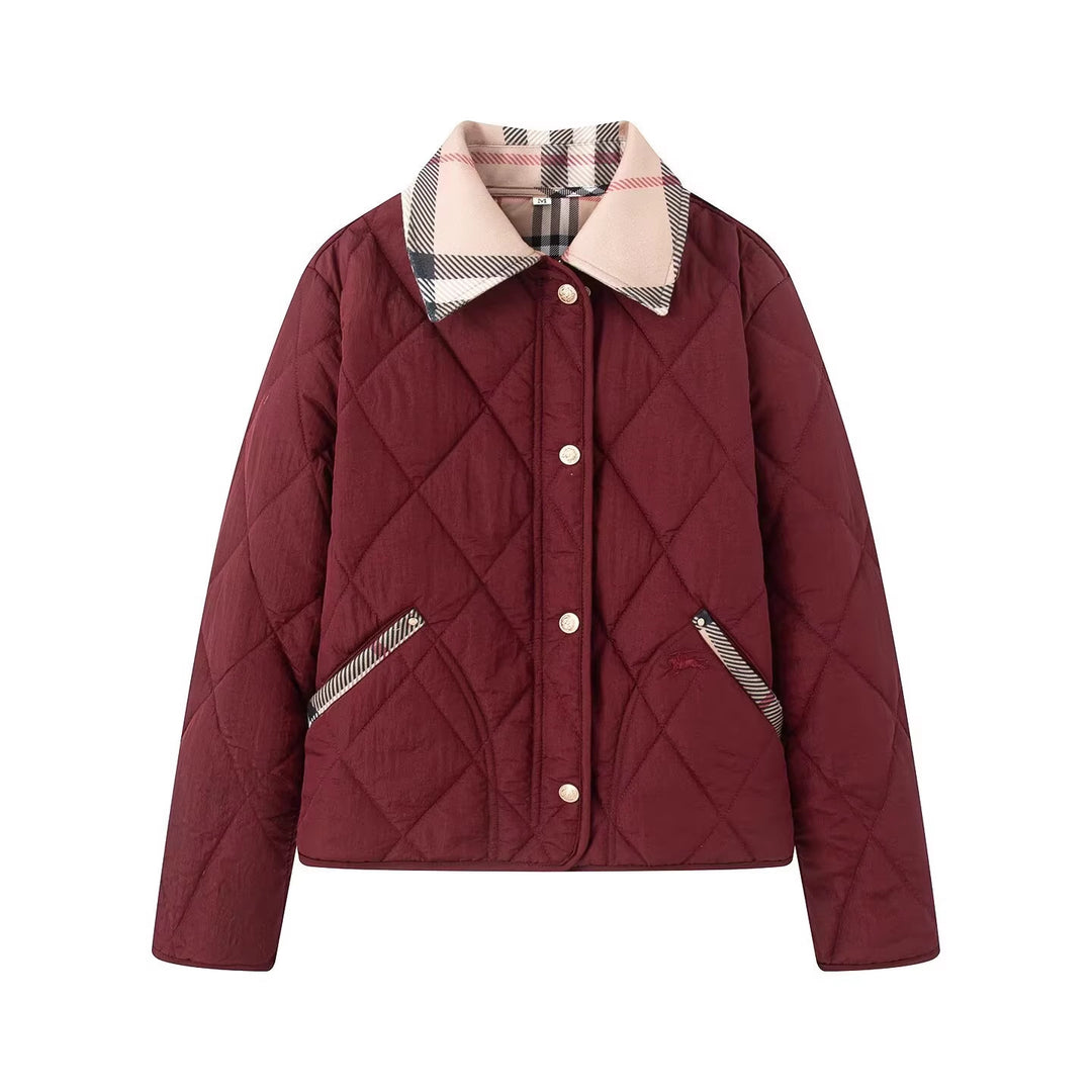 Damen Steppjacke mit karierter Kragen- und Taschenblende Echo Archiv