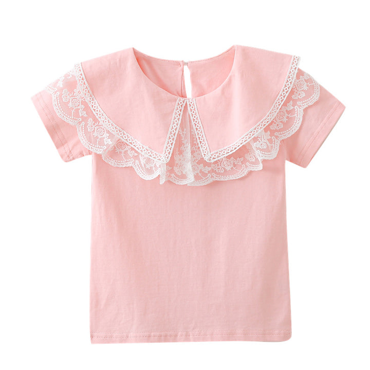 Mädchen Bluse mit elegantem Spitzenkragen und verspielten Rüschen Echo Archiv