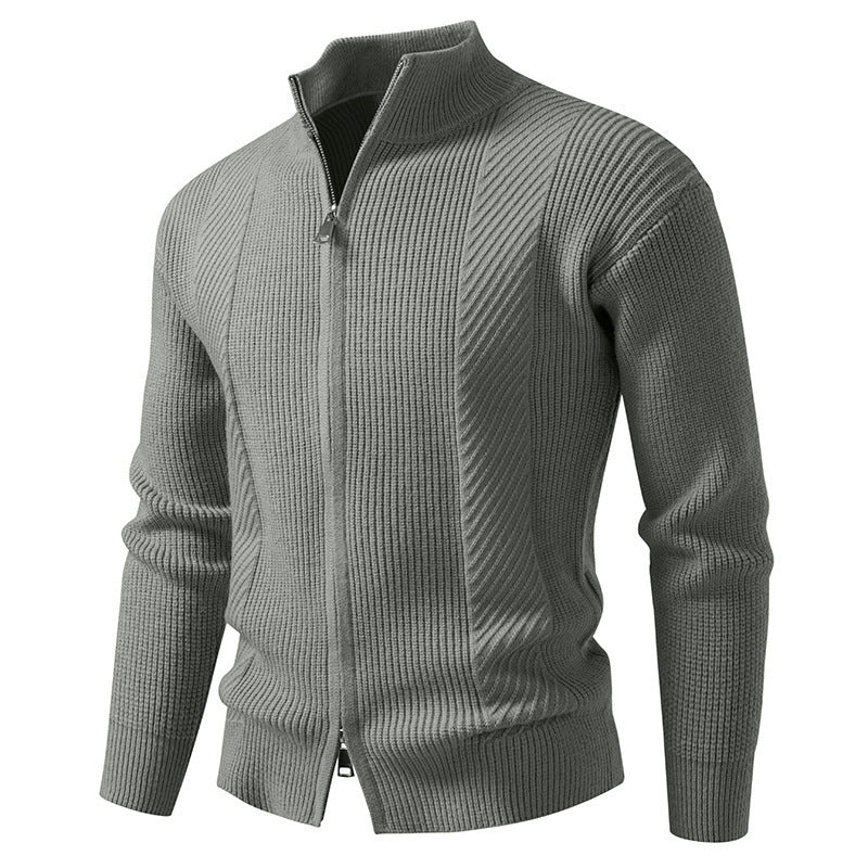Herren modische Strickjacke mit Stehkragen und durchgehendem Reißverschluss Echoarchiv