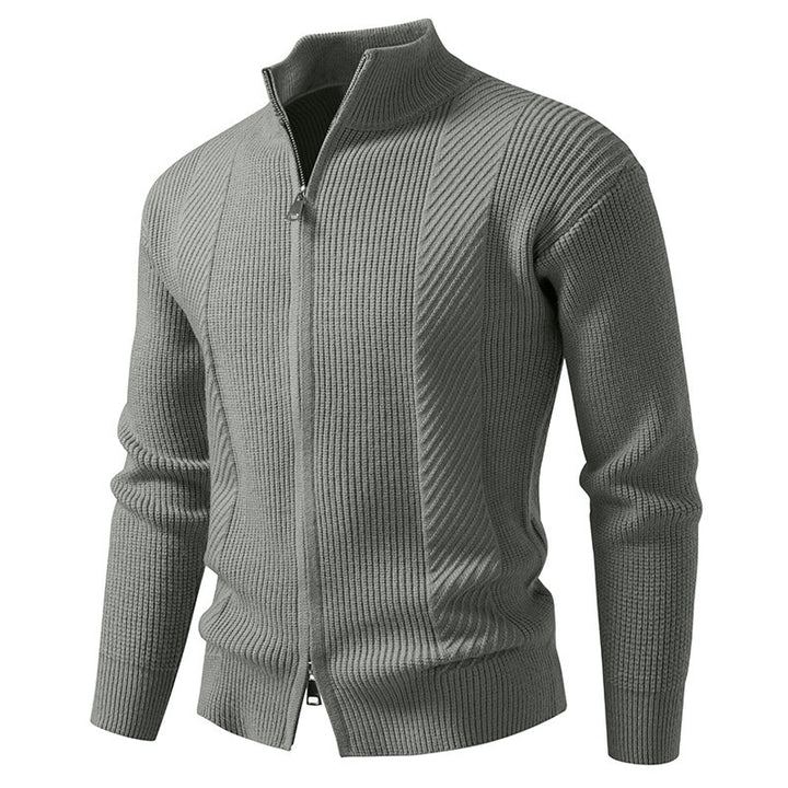 Herren modische Strickjacke mit Stehkragen und durchgehendem Reißverschluss Echoarchiv