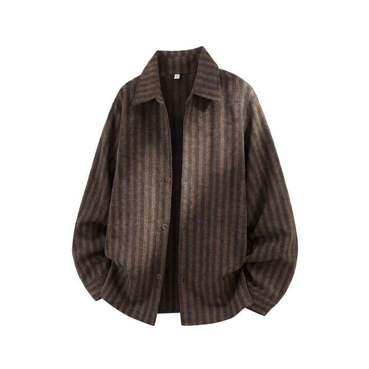 Unisex Locker geschnittene Hemdjacke im Overshirt‑Stil mit vertikalem Streifenmuster Echo Archiv